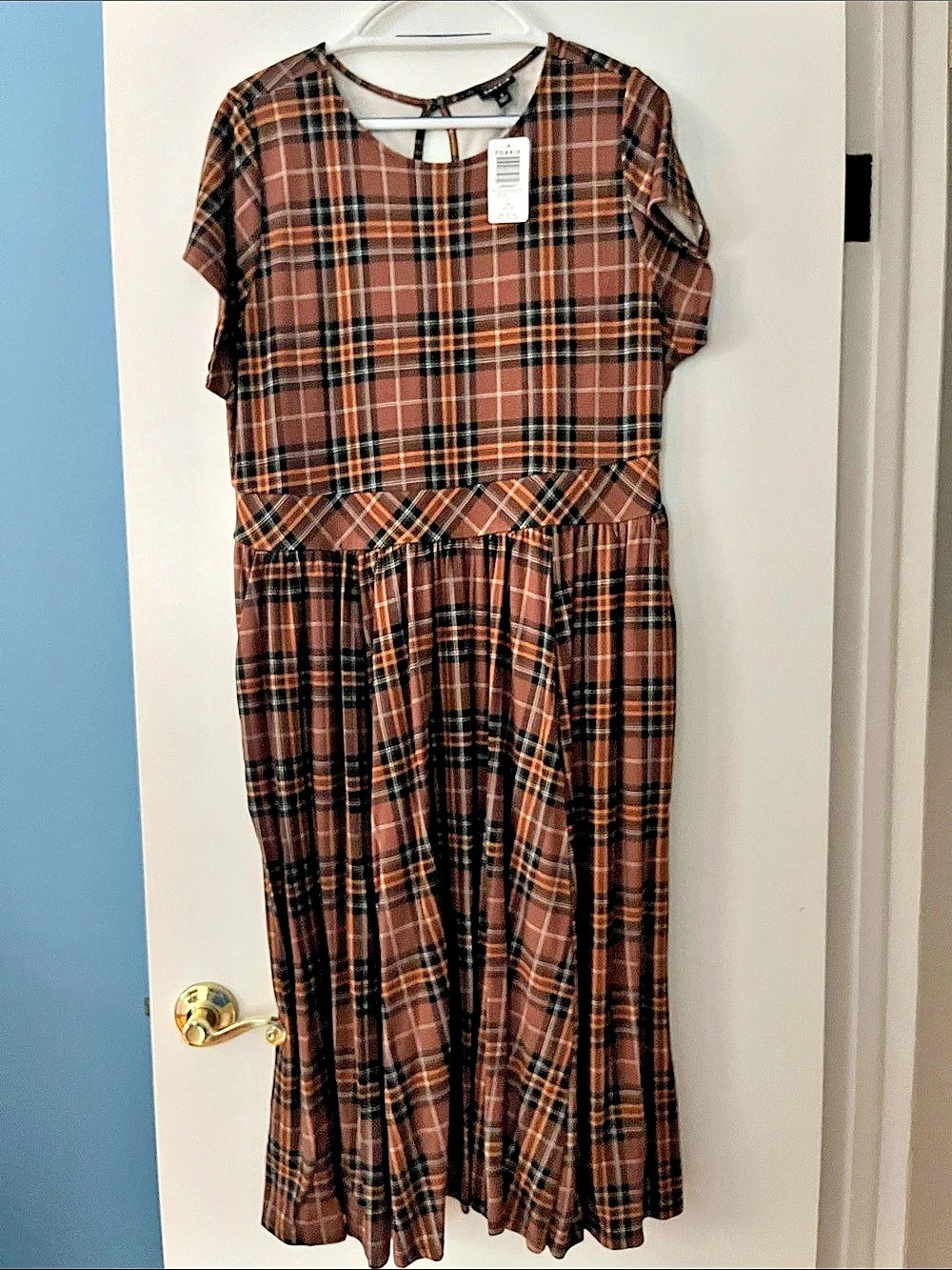 Torrid Maxi Lt Wt Studio Ponte Dress Next Tartan Plaid Brown & Black